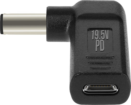Angled Usb-c To Dell Laptop 7.4 X 5.0mm Charging Adapter Black