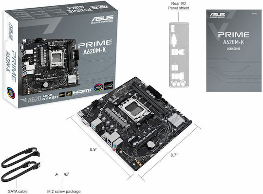 Asus Prime A620M-K Motherboard Micro ATX με AMD AM5 Socket 90MB1F40-M0EAY0