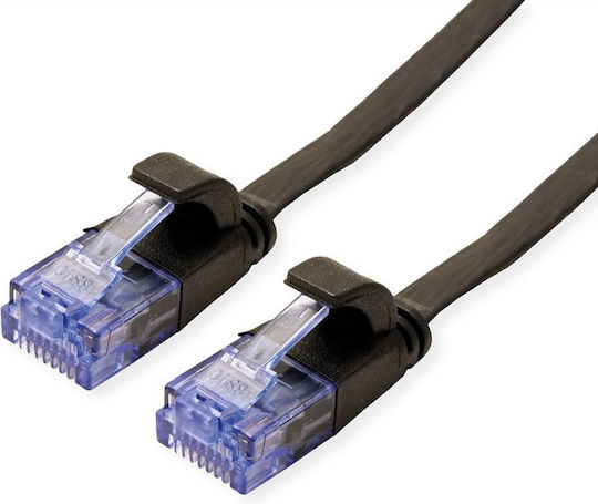 Value Flat U/UTP Cat.6a Ethernet Network Cable 0.5m Black 1pcs