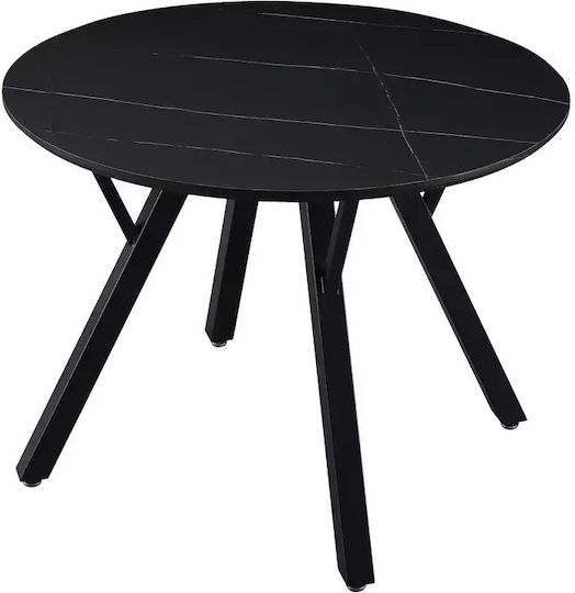 Annie Rundischer Speisesaal Schwarz Marmor / Schwarz 100x100x76cm