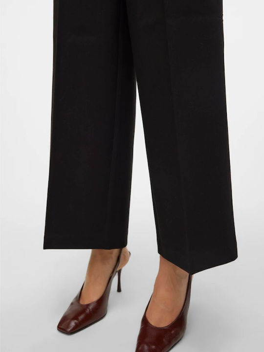 Damen Hoch tailliert Stoff Capri Hose Black