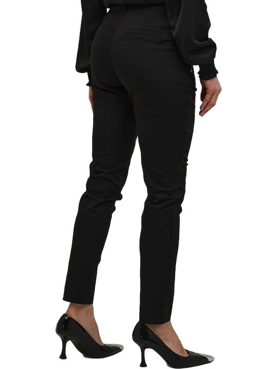 Kaffe Women's High-waisted Fabric Trousers in Slim Fit Black