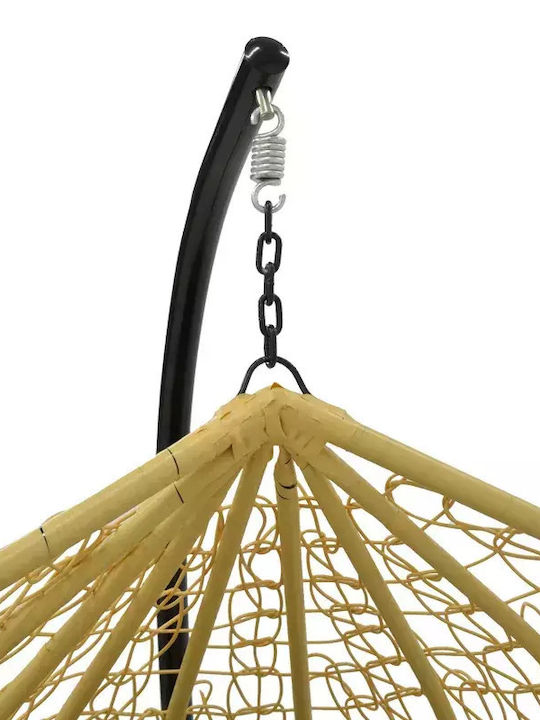Zafer Hängende Garten & Veranda Schaukel mit Kissen Sessel Rattan Braun L106xB103xH200cm