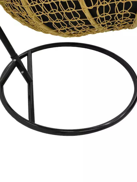 Zafer Hängende Garten & Veranda Schaukel mit Kissen Sessel Rattan Braun L106xB103xH200cm