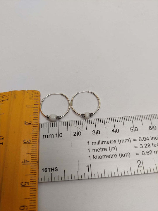 Cercei din argint 925, cerc de 15mm, piatră albă Jolie Silver 0.9g, 2cm X 1.3cm