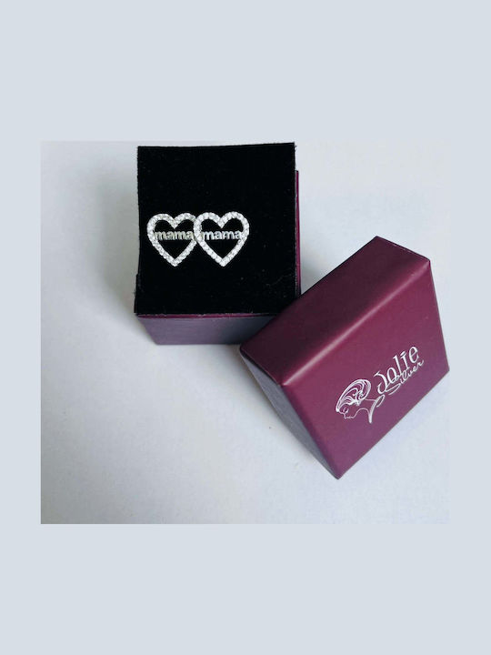 925 Silver Earrings Jolie Silver Heart Mom Design 12 x 12 mm 2.8 g