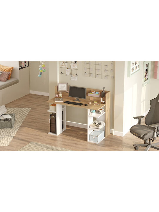 Birou Fife Lemn Natural/Alb 124x58x98cm