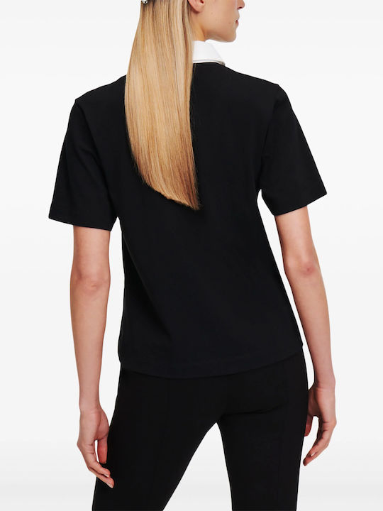 Karl Lagerfeld Women's Blouse Short Sleeve Black