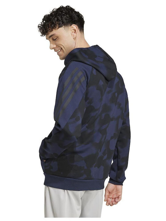 Adidas Future Icons 3-stripes Men's Sweatshirt Jacket with Hood Navy Blue