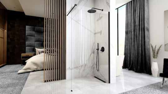 Rea Shower Screen for Shower 90x195cm Mat Black