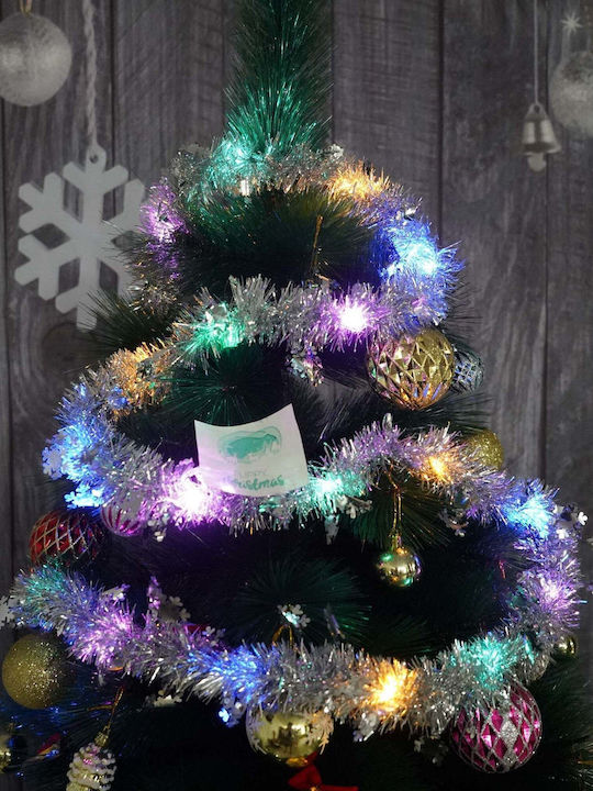 Χριστουγεννιάτικη Γιρλάντα Φωτιζόμενη Πλαστική Ασημί 200x5cm
