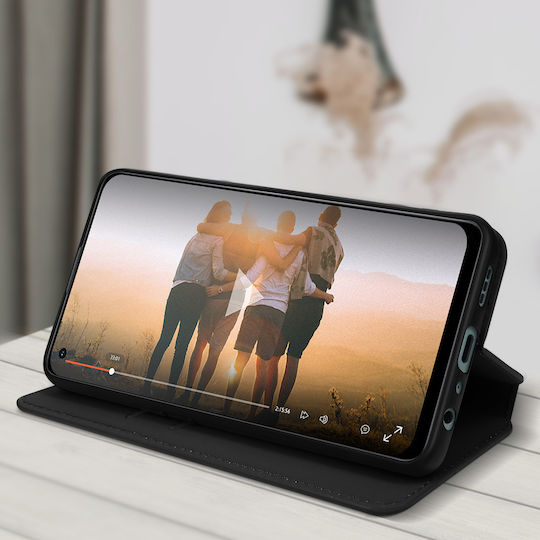 Калъф за Oppo Reno 8 Lite 5G с държач за карти и видео стойка - черен