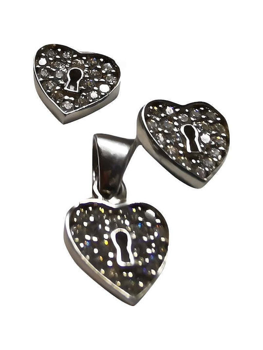 Set Silver 925 Heart Lock