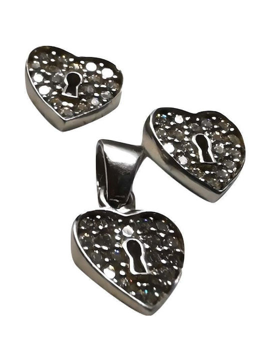 Set Silver 925 Heart Lock