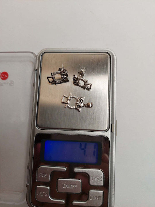 Set Silver 925 Owl Outline Jolie Silver 4.1g 2 Cm X 1.1 Cm