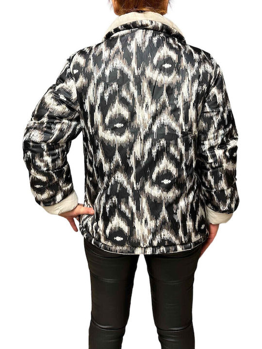 Scurtă Jachetă de femei Puffer Reversibilă Graphite