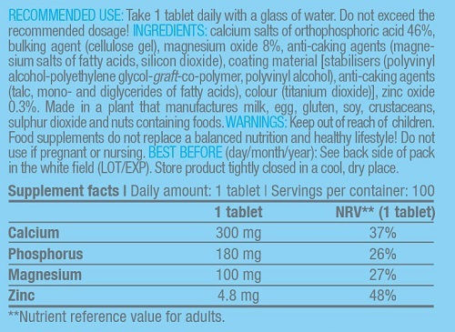 Biotech USA Calcium Zinc Magnesium 1mg 100 ταμπλέτες