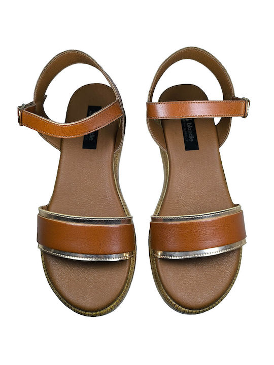 Blondie Leather Women's Flat Sandals Anatomic in Brown Color