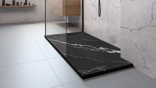 Rea Rectangular Ceramic Shower Black 80x100cm