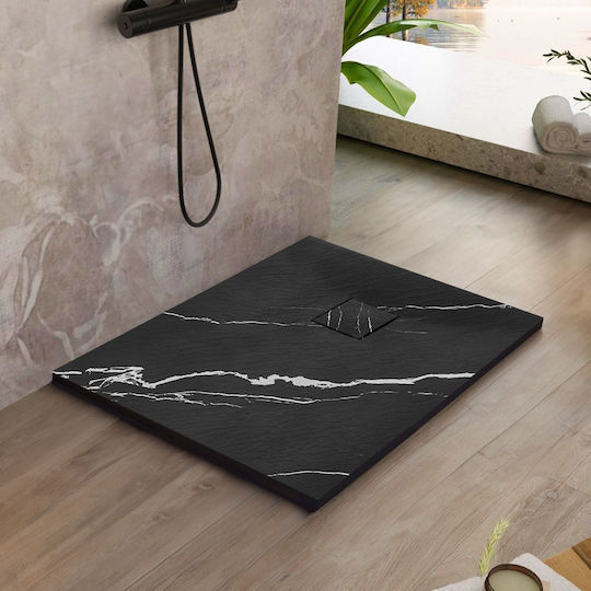 Rea Quadratisch Keramik Dusche x90cm Schwarz
