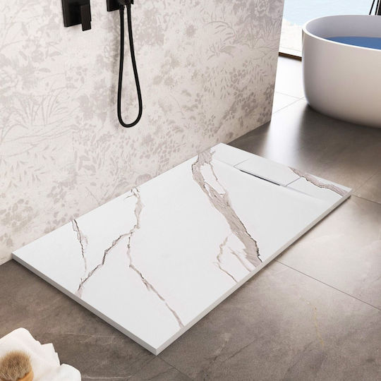 Rea Ορθογώνια Κεραμική Ντουζιέρα 90x120cm Λευκή