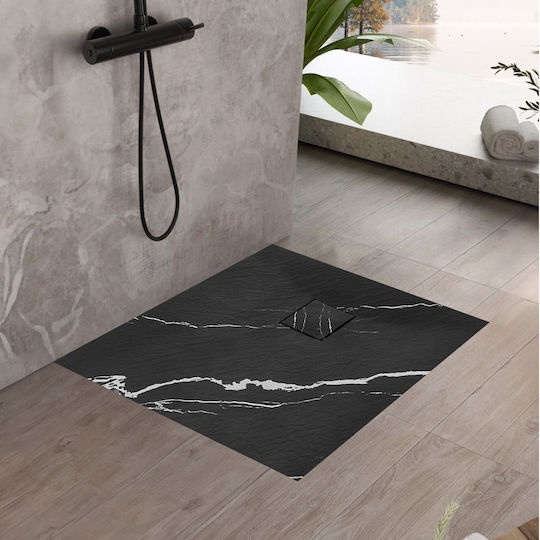 Rea Quadratisch Keramik Dusche x90cm Schwarz