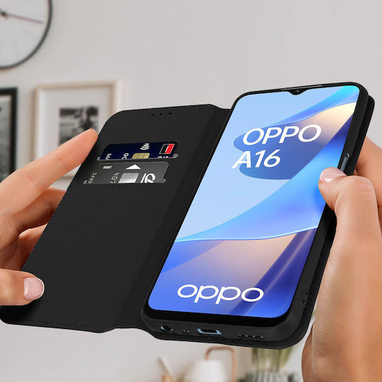 Husă Oppo A16 A16s Tip Portofel cu Suport Video Negru