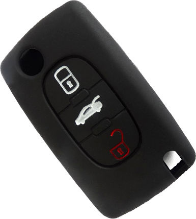 Husă Cheie din Silicon pentru Peugeot / Citroen în Culoarea Roșu