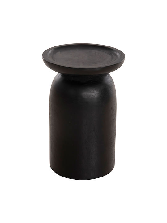 Round Side Table Loki from Solid Wood Black Velvet-Black Metal L30xW30xH45.5cm.