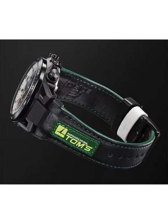 Casio Edifice Men's Watch 44.5mm Chronograph Solar with Black Leather Strap