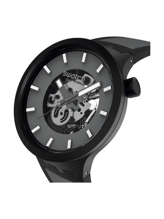 Swatch Мъжки Часовник На Батерия Сив Каучуков Каишка