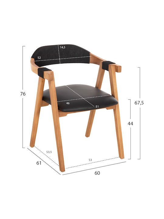 Dining Room Wooden Chair Natural-black 60x61x76cm