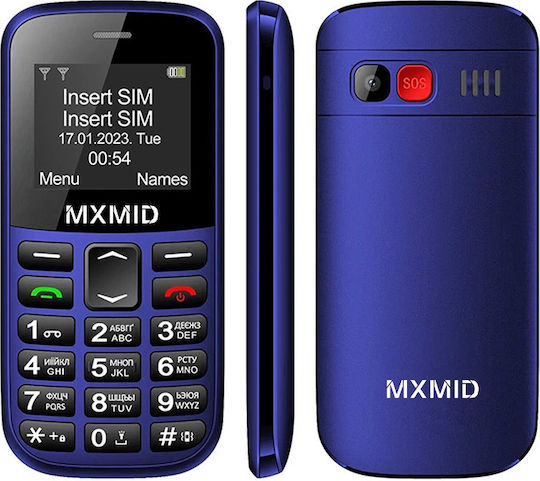MXMID B210 Dual SIM Mobile with Large Buttons Blue