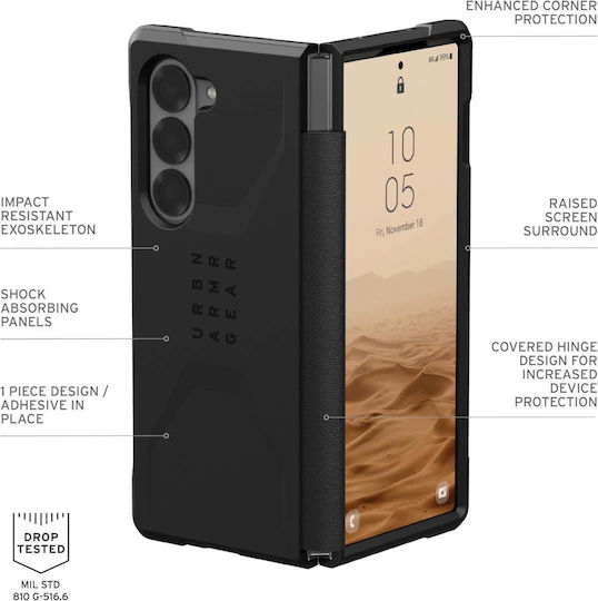 UAG Civilian Umschlag Rückseite Kunststoff / Silikon Schwarz (Galaxy Z Fold6)