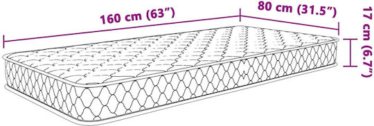 vidaXL Anatomical Mattress Kids Bed with Memory Foam 80cmx160cmx17cm