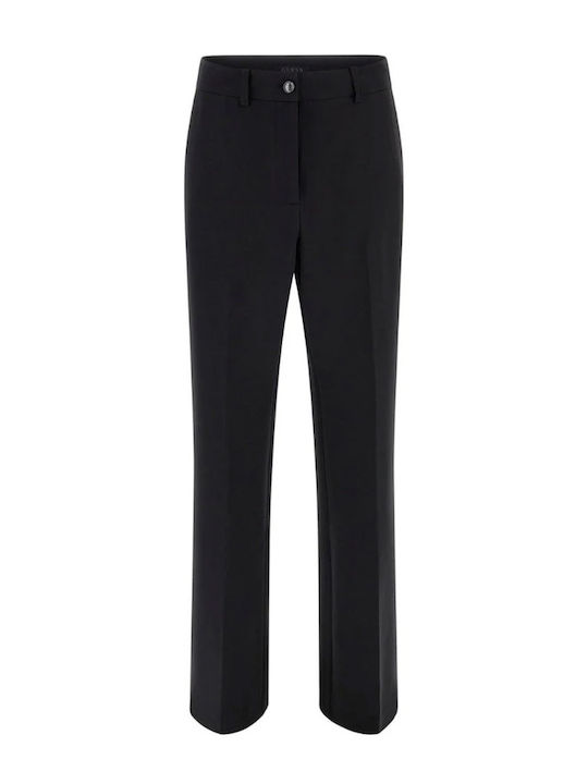 Women's High-waisted Fabric Trousers Slim Fit Black