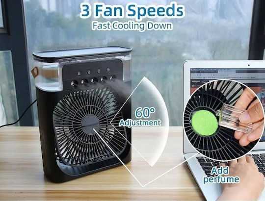Tradesor Mini Air Cooler Fan USB with Water and Lighting 10W Black