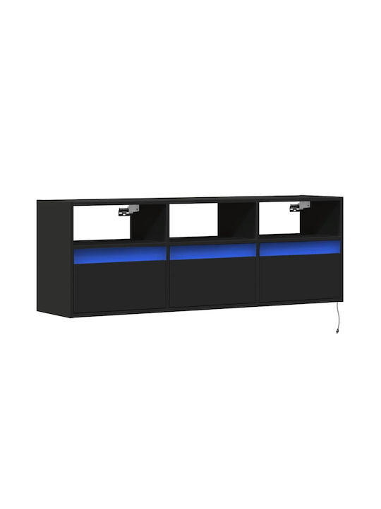 TV Stand Wooden Black Velvet-Black Metal L130xW31xH45cm