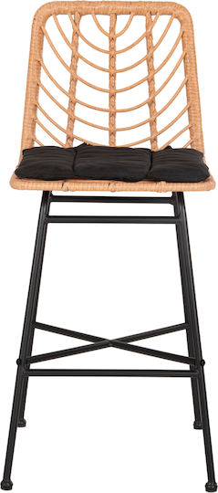 Табуретка Бар За външна употреба Ратан Gerald С възглавница Black, Beige 1бр 47x47x101см