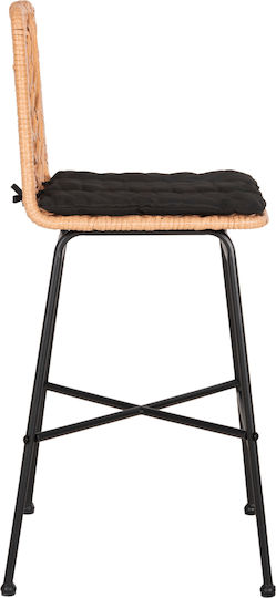 Табуретка Бар За външна употреба Ратан Gerald С възглавница Black, Beige 1бр 47x47x101см