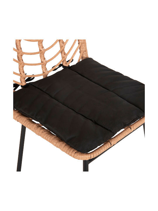 Scaun Rafturi și dulapuri pentru vin de Grădină Rattan Gerald cu pernă Black, Beige 1buc 47x47x101cm