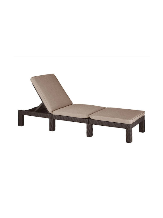 Deckchair Plastic with Cushion Brown 195x65x25.5cm.