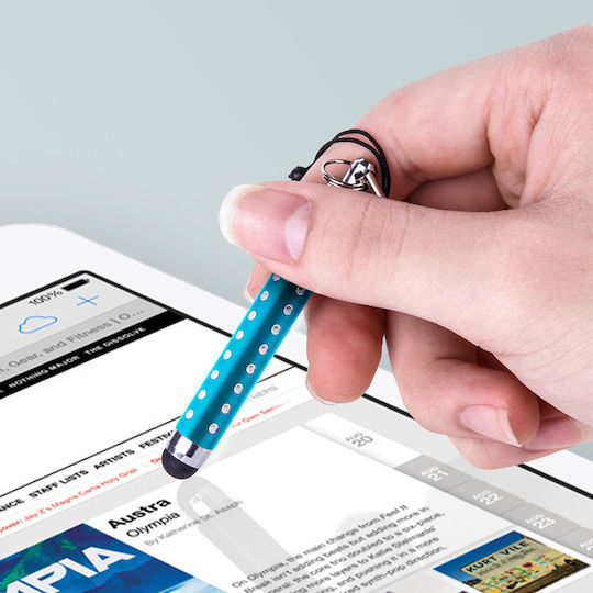 Avizar Retractable Pen with Rhinestones Γραφίδα Αφής σε Τιρκουάζ χρώμα STYL-MINI-DIAM-TURK