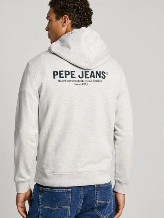 Pepe Jeans Herren Sweatshirt mit Kapuze und Taschen Light Grey