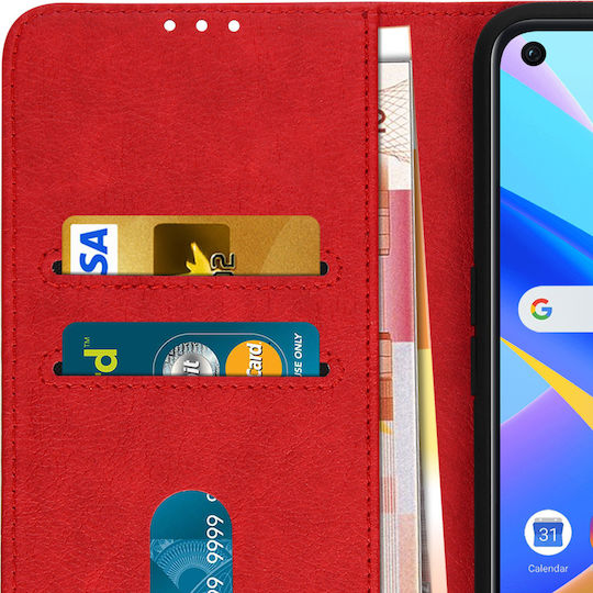 Folio Case Oppo A76 A96 Wallet Function Stand Red
