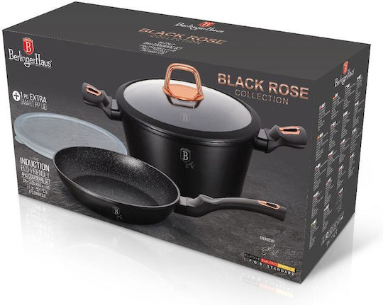 Berlinger Haus Black Rose Collection Комплект Съдове За Готвене От Алуминий С Вътрешно Покритие От Камък 2 Части