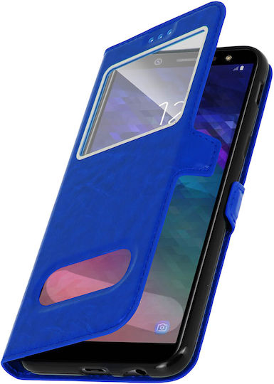 Samsung Galaxy A6 Hülle Dual Window Video Stand Blau
