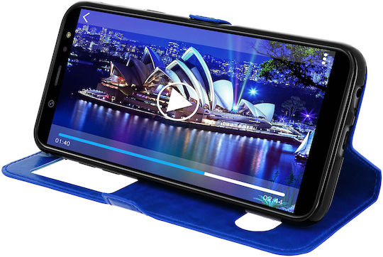 Samsung Galaxy A6 Hülle Dual Window Video Stand Blau