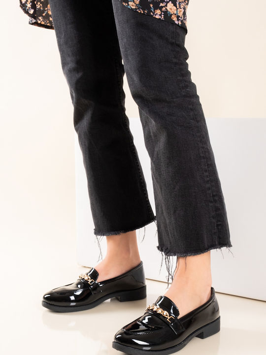 The Shoemart Patent Leather Women's Loafers in Black Color