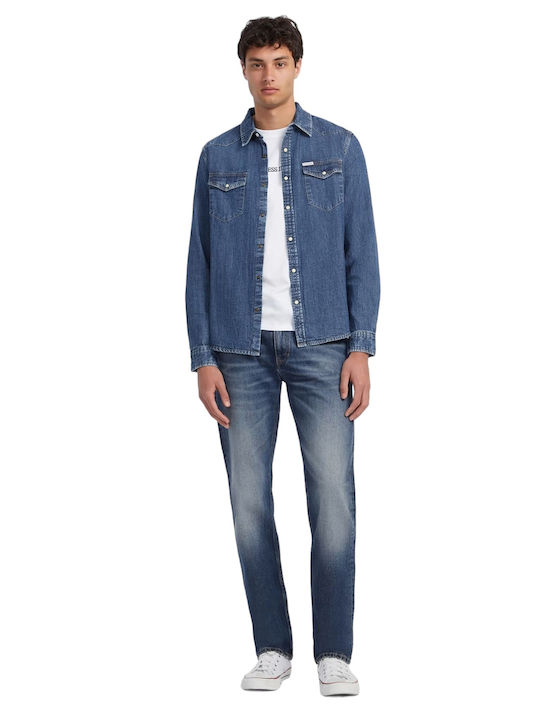 Long-sleeved Denim Shirt Blue